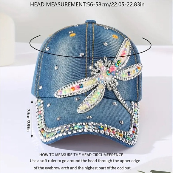 Dragonfly Patch Denim Baseball Cap - Picture 4 of 5